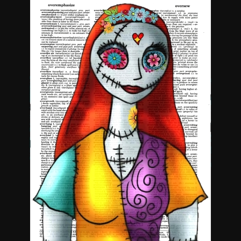 Nightmare Before Christmas Sally Dictionary Print - Picture 4 of 4